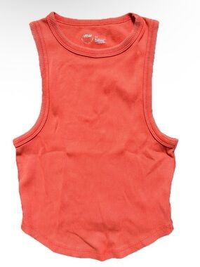 Women’s Aerie Coral Ribbed Cropped Tank Top Size Small Summer Beach Warm